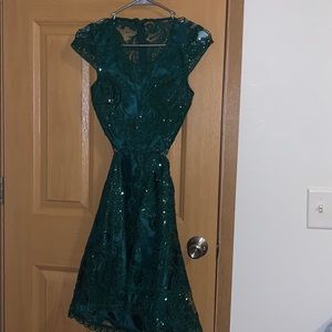 Green sequence dress